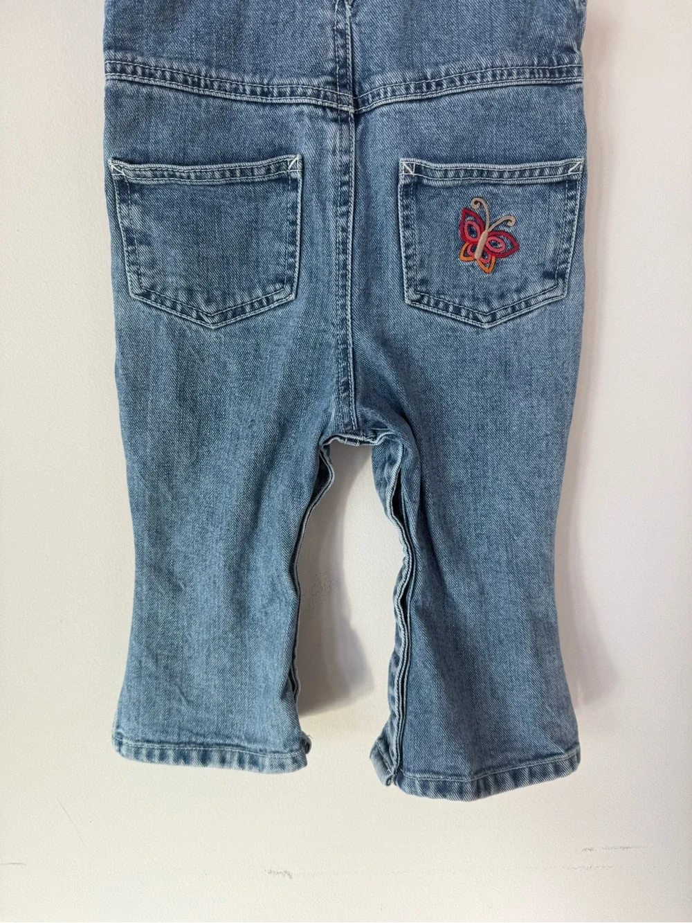 Vintage Y2K Baby Gap Denim Jean Butterfly Embroidered Overall Pants 18-24 Months